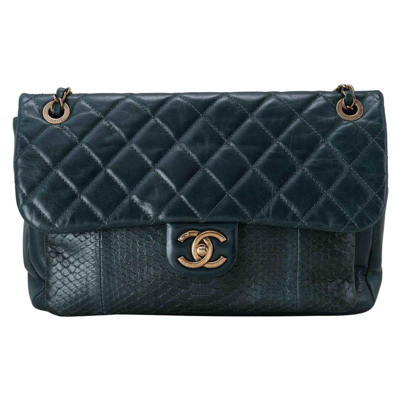 CHANEL(USED)샤넬 시즌 클래식 파이톤 라지 플랩백