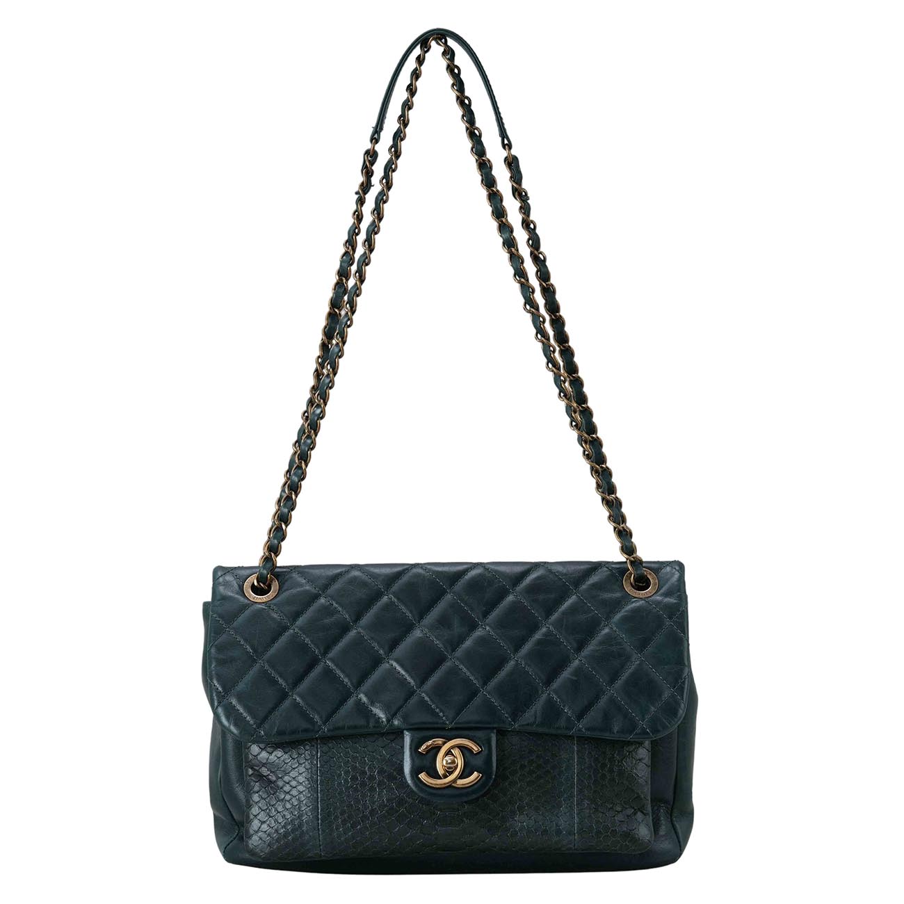 CHANEL(USED)샤넬 시즌 클래식 파이톤 라지 플랩백