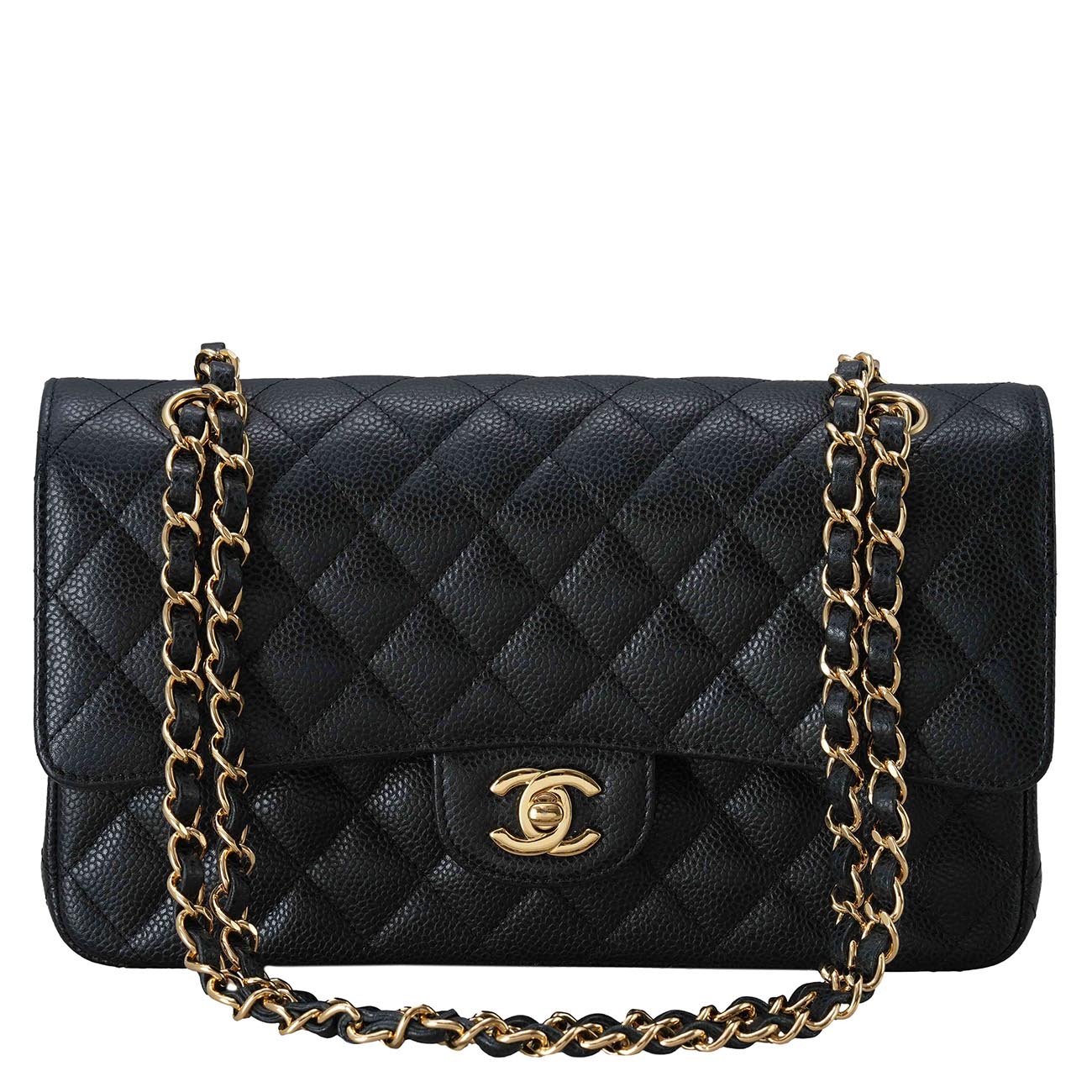 CHANEL(USED)샤넬 클래식 캐비어 미듐 금장