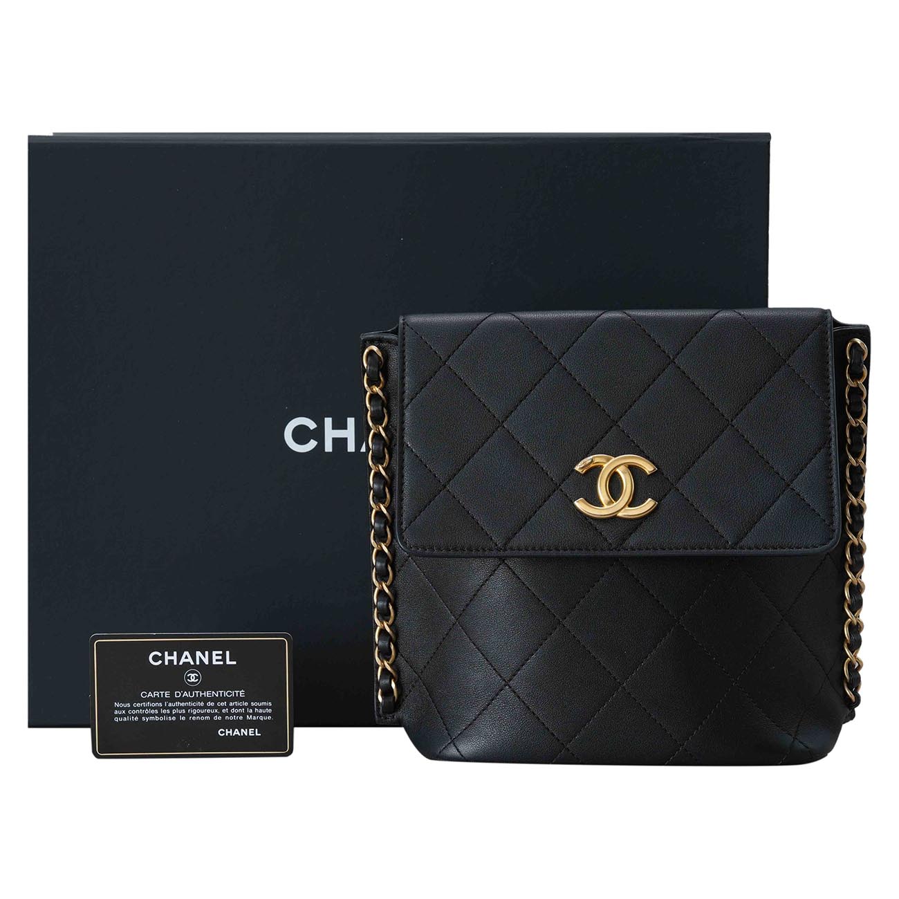 CHANEL(USED)샤넬 AS2542 카프스킨 스몰 호보 블랙