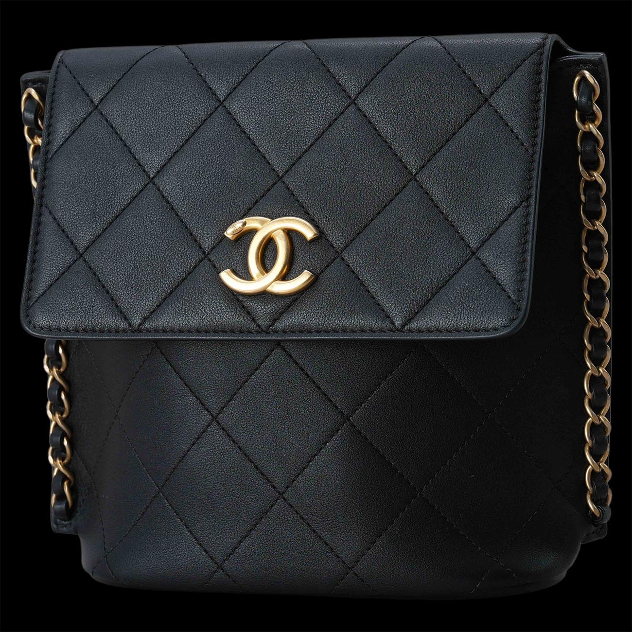 CHANEL(USED)샤넬 AS2542 카프스킨 스몰 호보 블랙