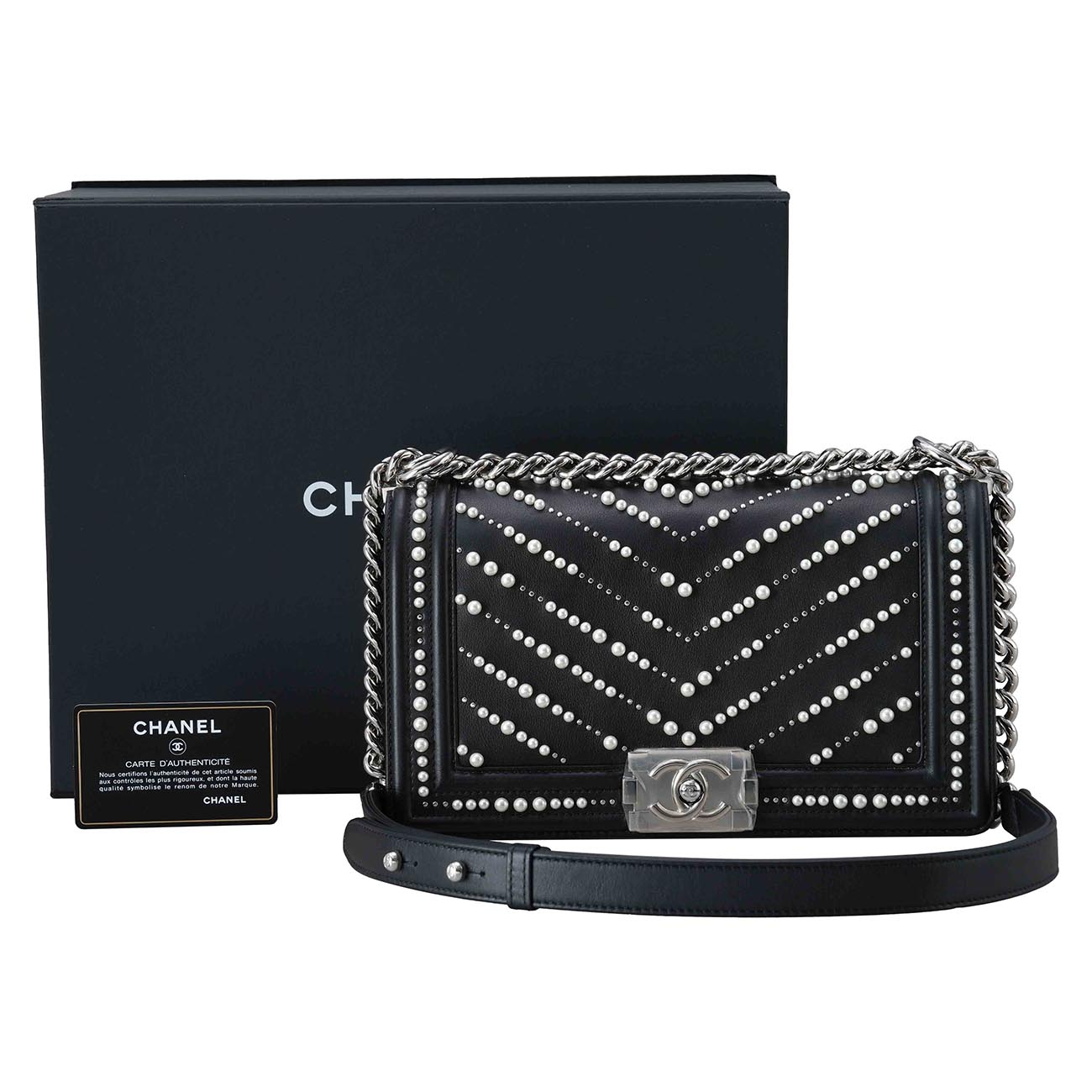 CHANEL(USED)샤넬 시즌 보이샤넬 펄 미듐 플랩백