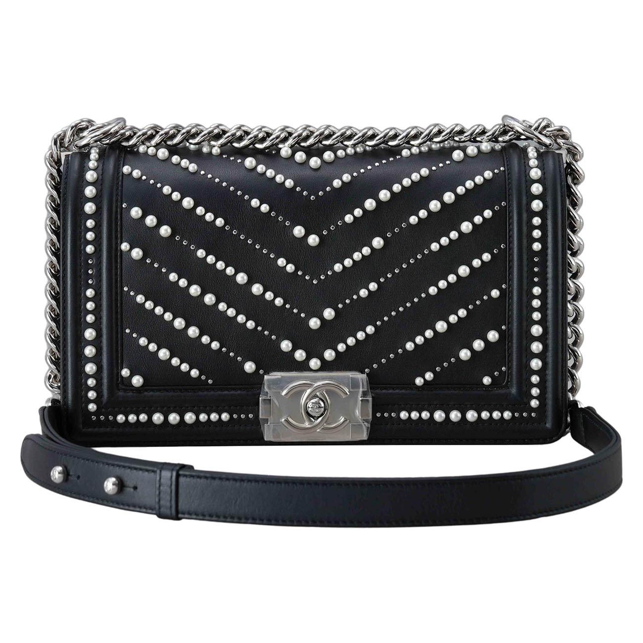 CHANEL(USED)샤넬 시즌 보이샤넬 펄 미듐 플랩백