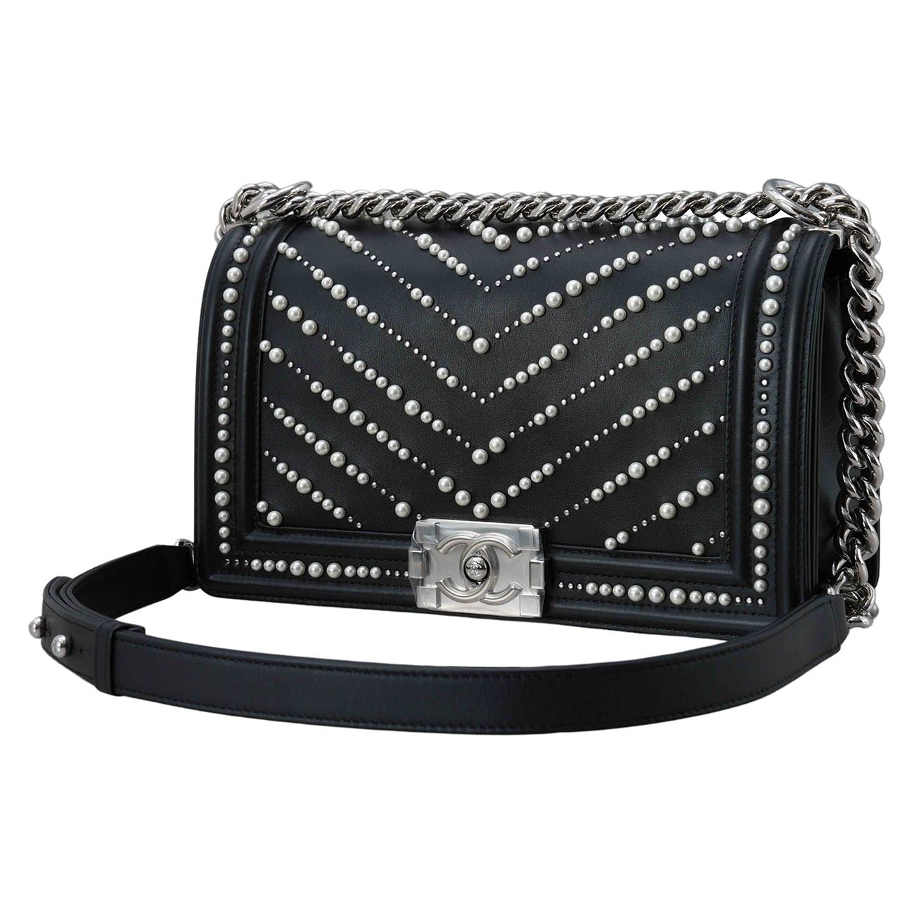 CHANEL(USED)샤넬 시즌 보이샤넬 펄 미듐 플랩백