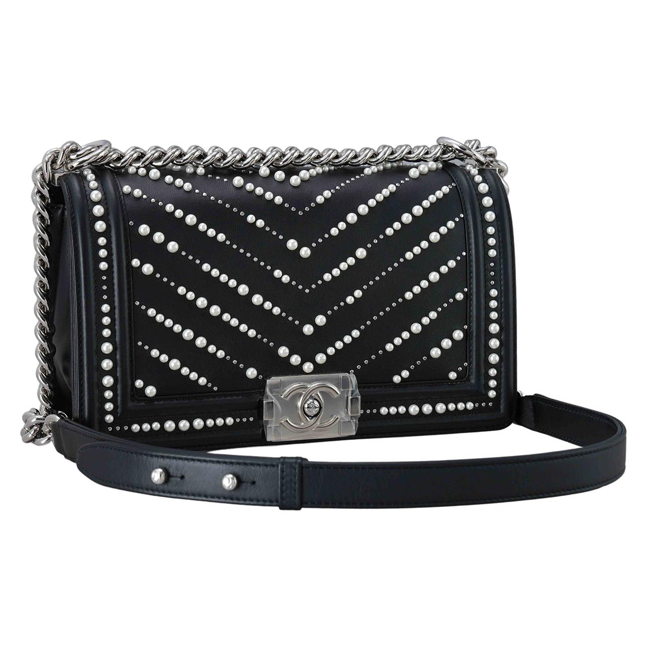 CHANEL(USED)샤넬 시즌 보이샤넬 펄 미듐 플랩백