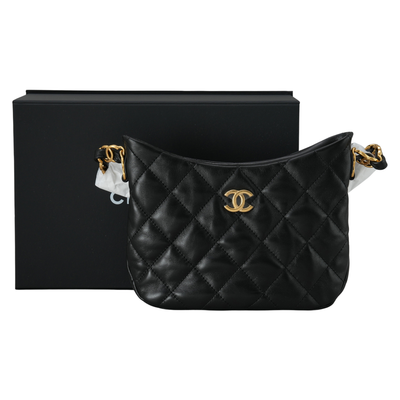 CHANEL(USED)샤넬 AS3562 호보백 블랙 금장