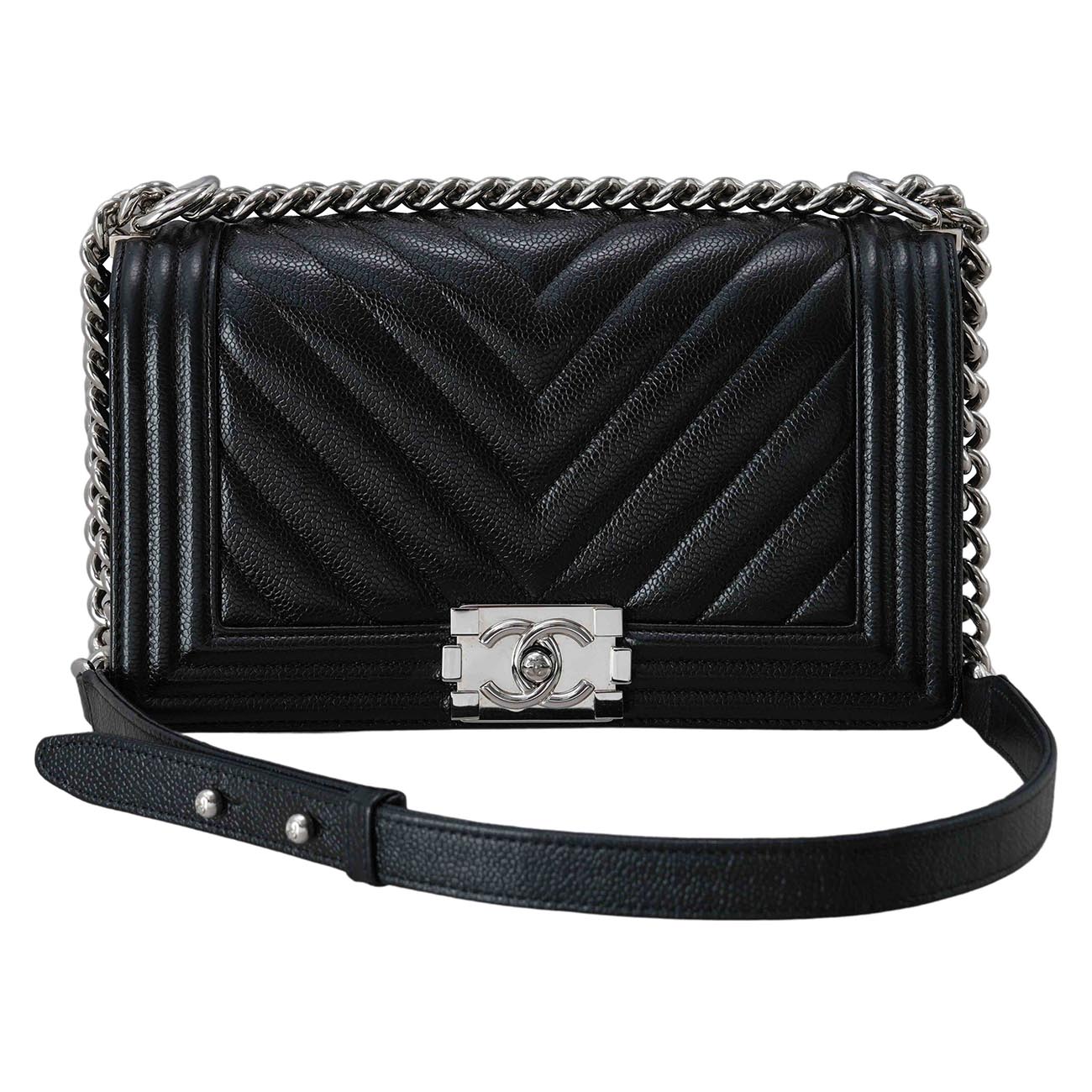 CHANEL(USED)샤넬 쉐브론 보이샤넬 미듐 플랩백
