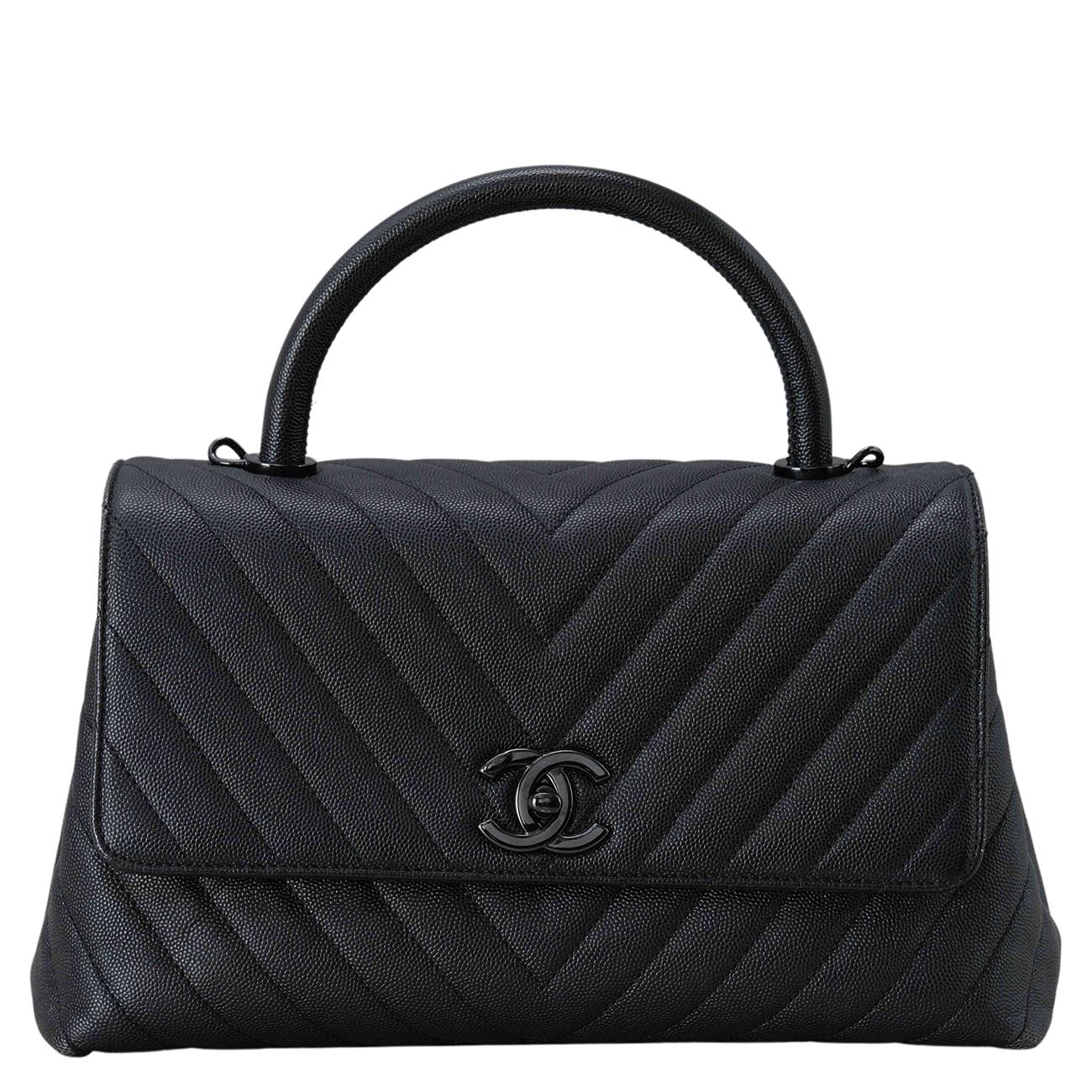 CHANEL(USED)샤넬 캐비어 쉐브론 코코핸들 미듐