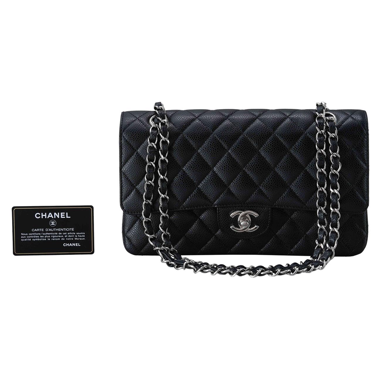 CHANEL(USED)샤넬 A01112 캐비어 클래식 미듐 플랩백