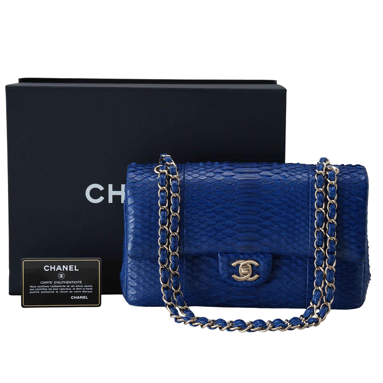 CHANEL(USED)샤넬 클래식 파이톤 미듐