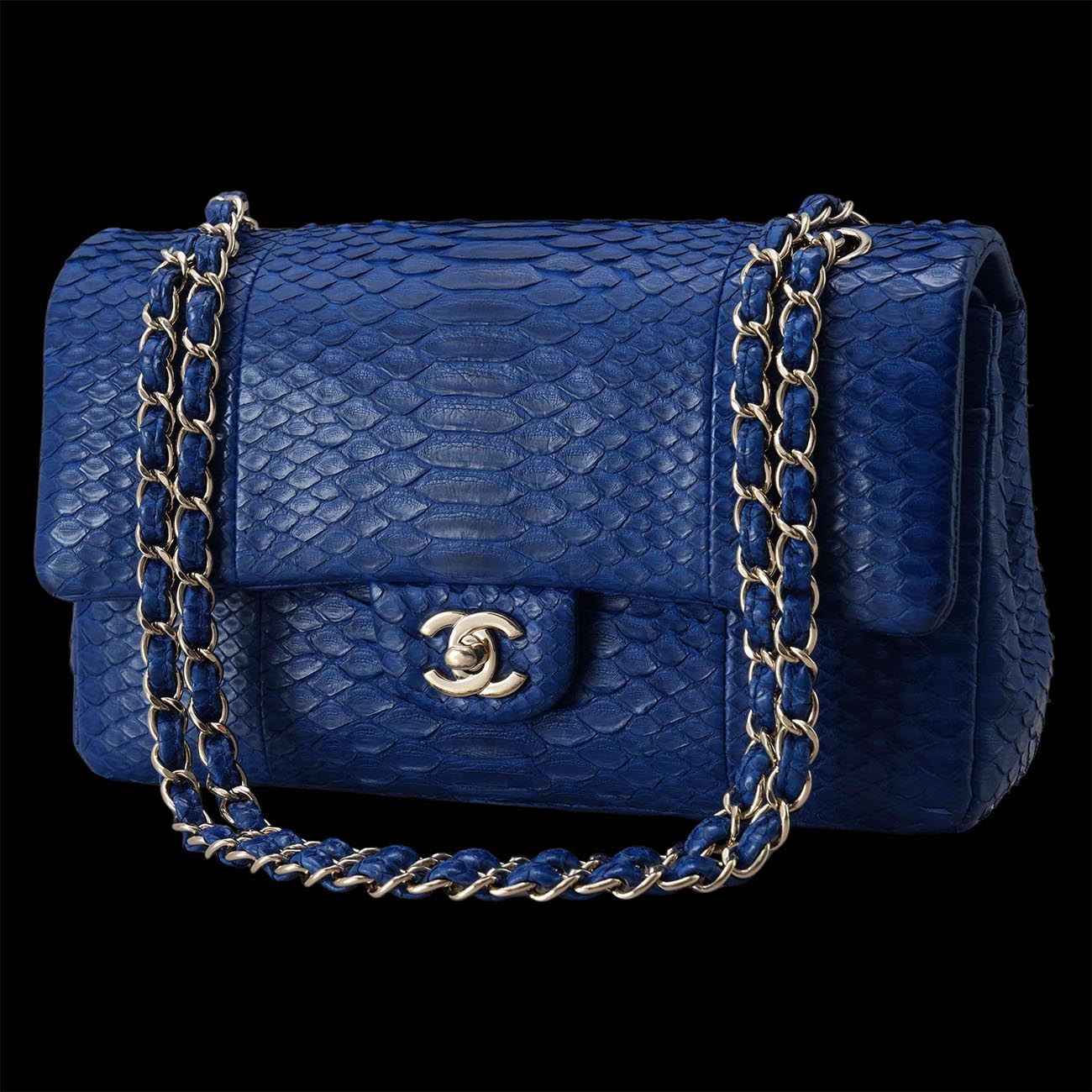 CHANEL(USED)샤넬 클래식 파이톤 미듐