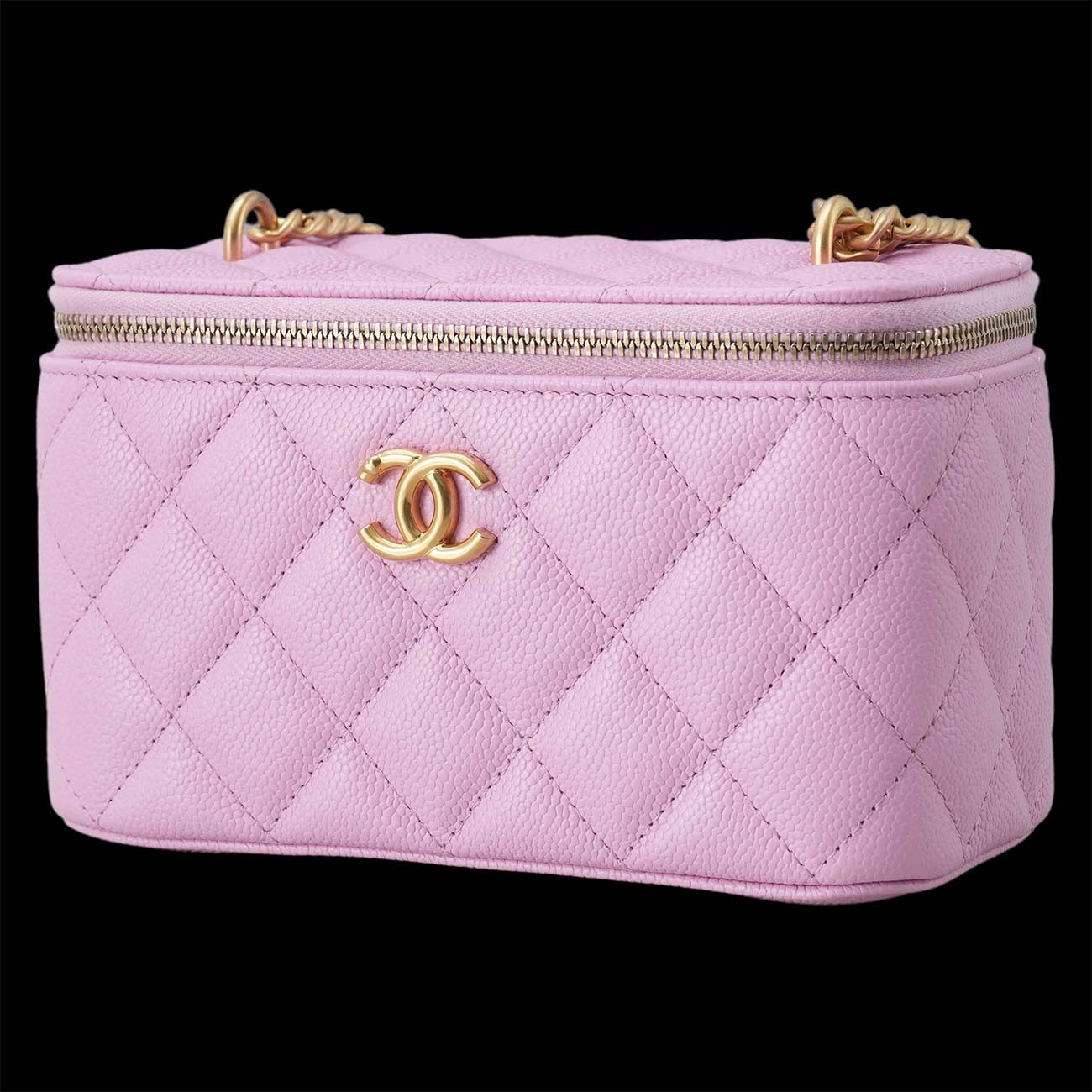 CHANEL(USED)샤넬 캐비어 하트볼 직사각 베니티