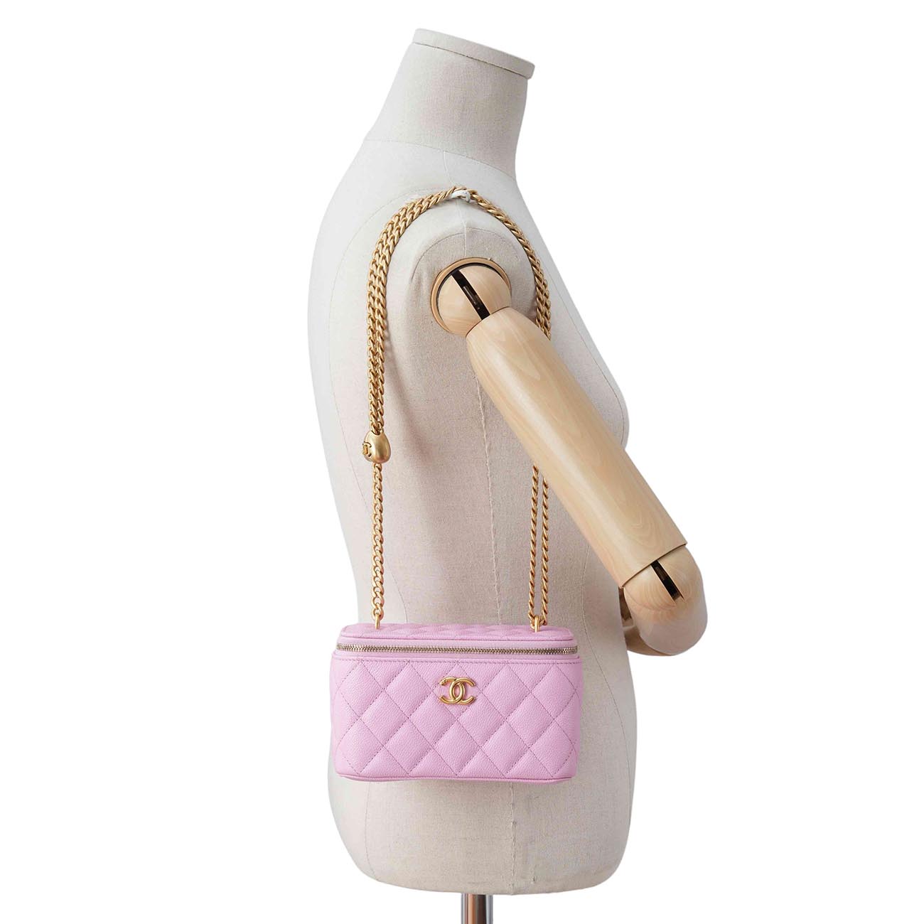 CHANEL(USED)샤넬 캐비어 하트볼 직사각 베니티