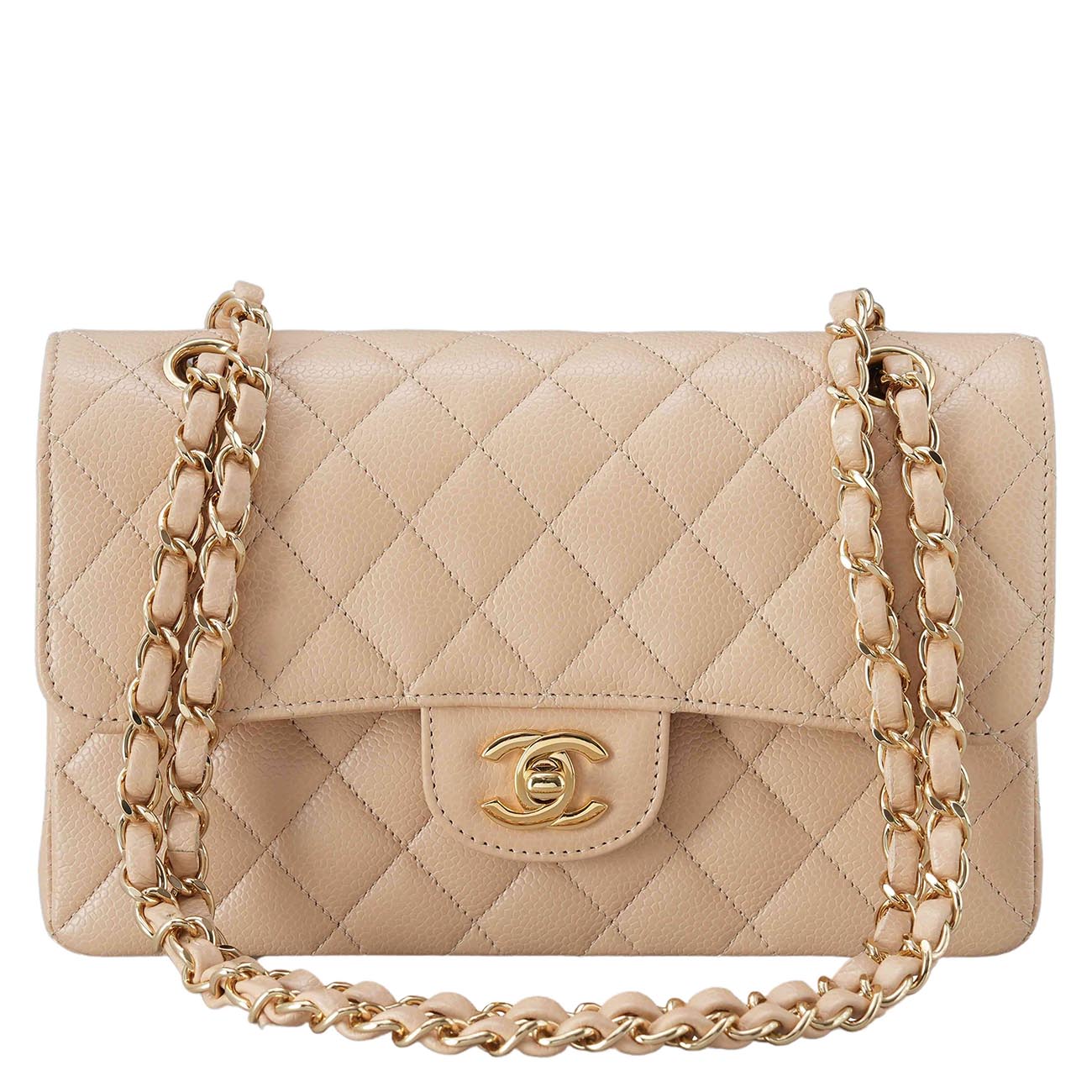 CHANEL(USED)샤넬 클래식 캐비어 스몰 플랩백 베이지