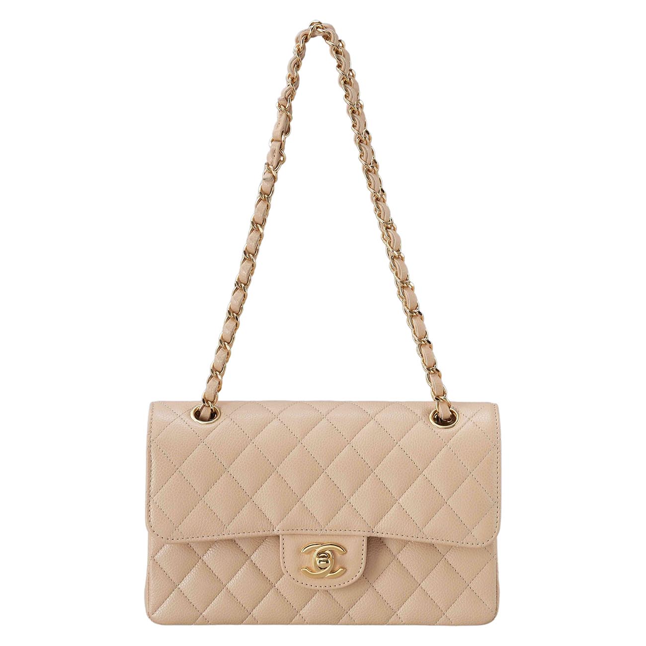 CHANEL(USED)샤넬 클래식 캐비어 스몰 플랩백 베이지