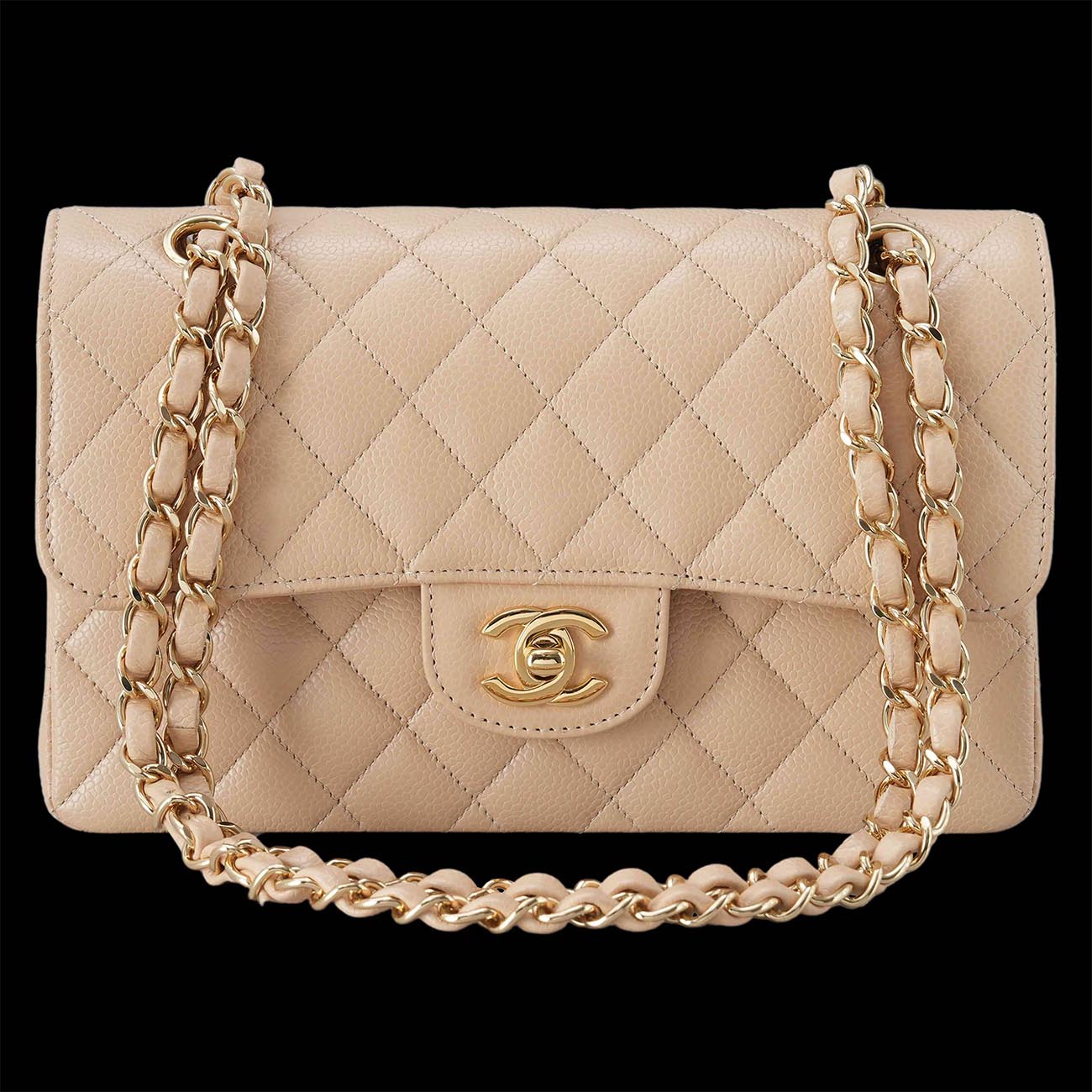 CHANEL(USED)샤넬 클래식 캐비어 스몰 플랩백 베이지