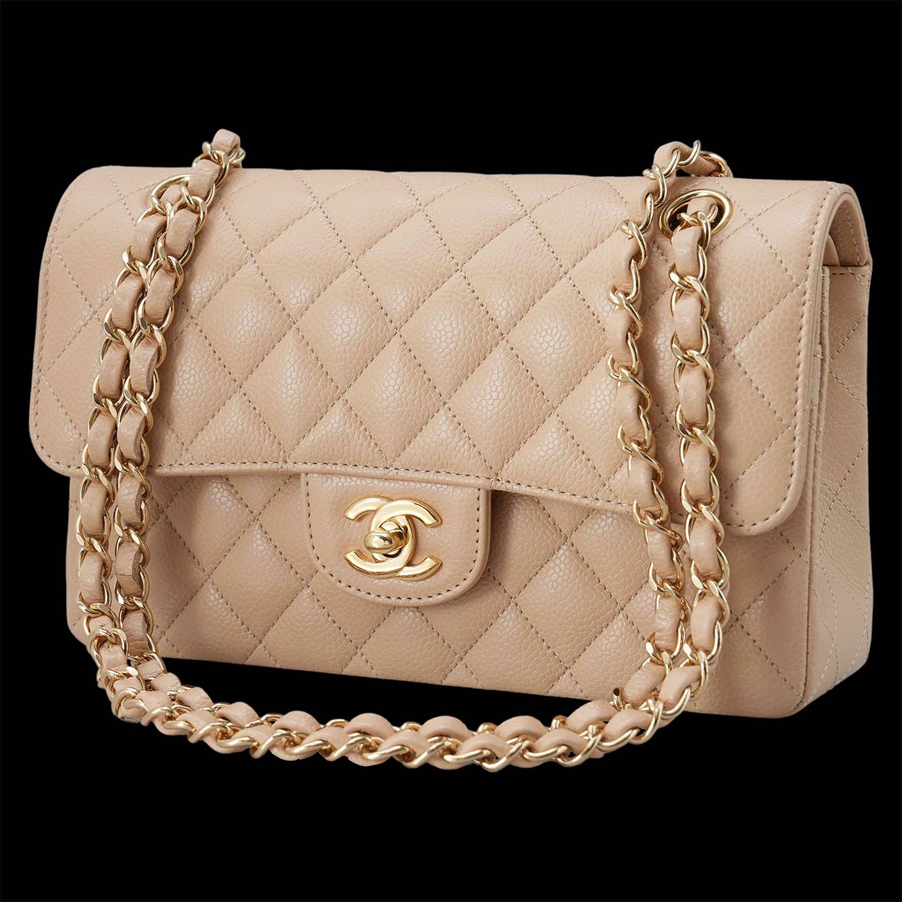 CHANEL(USED)샤넬 클래식 캐비어 스몰 플랩백 베이지
