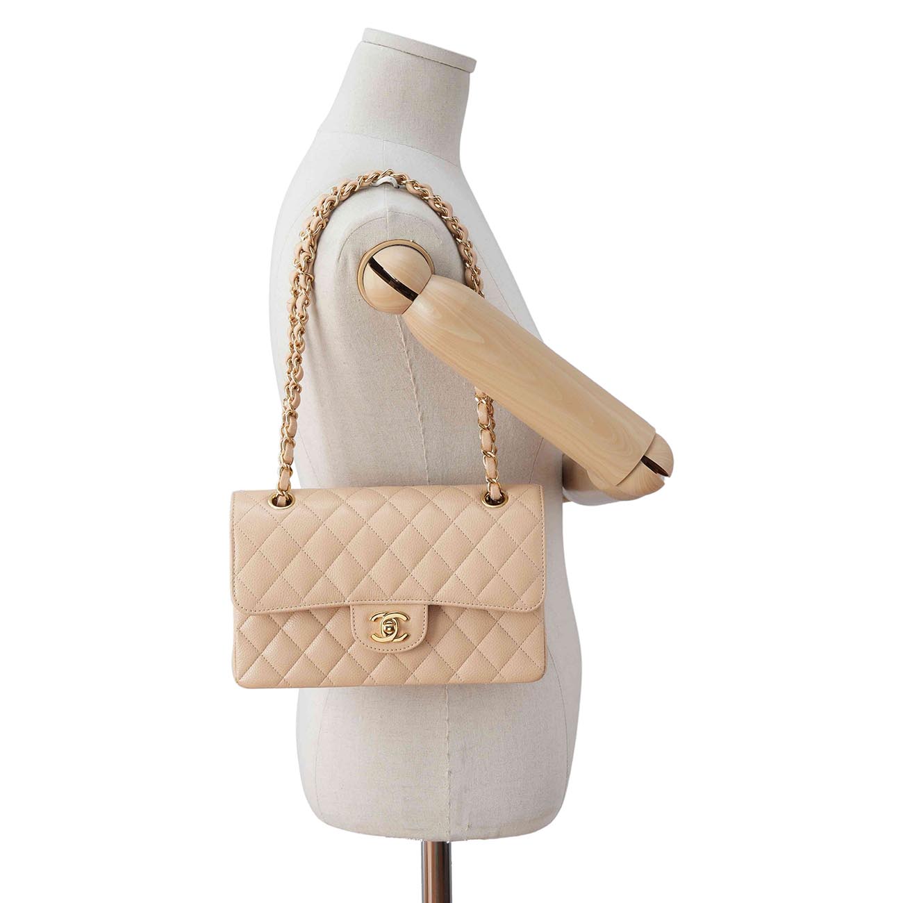 CHANEL(USED)샤넬 클래식 캐비어 스몰 플랩백 베이지