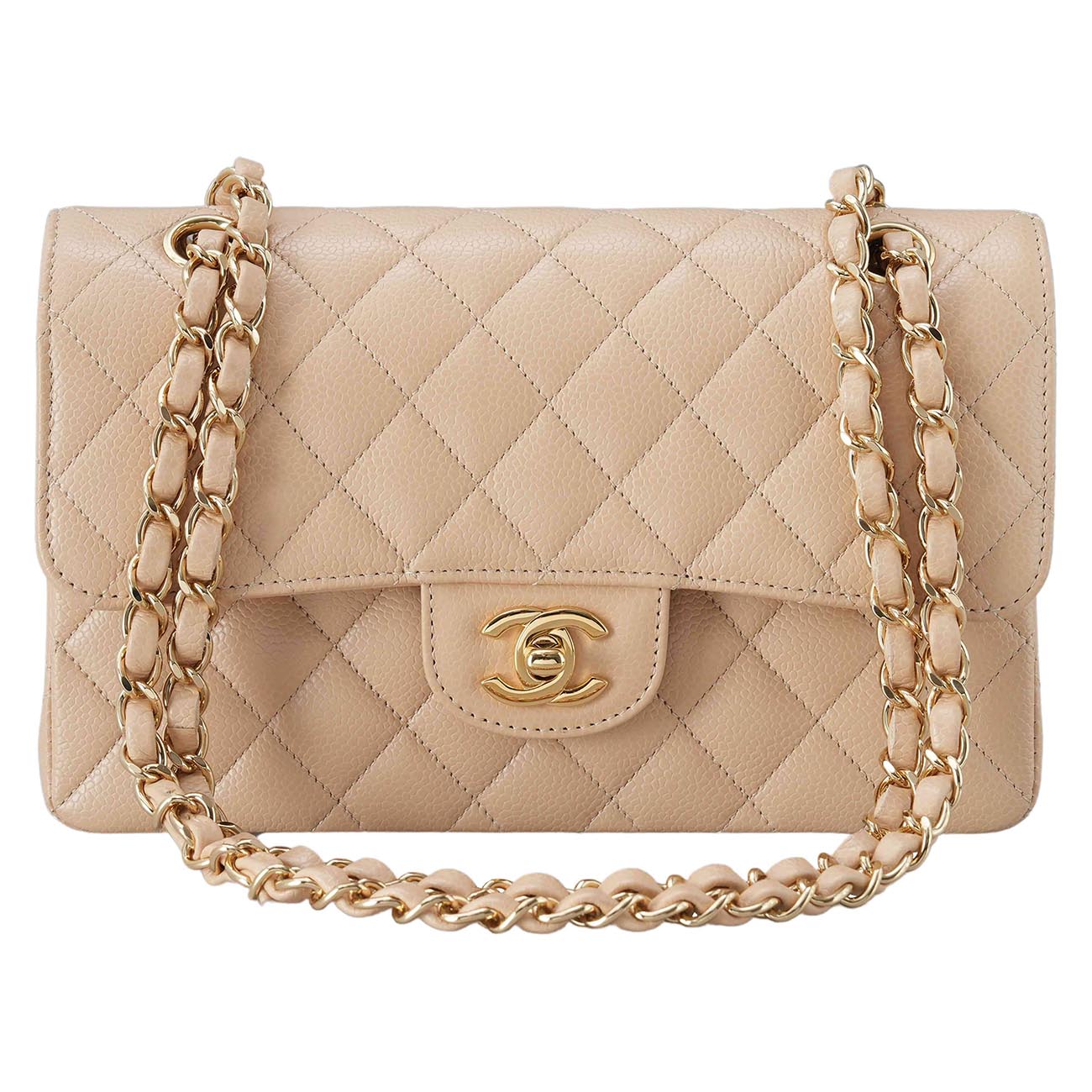 CHANEL(USED)샤넬 클래식 캐비어 스몰 플랩백 베이지