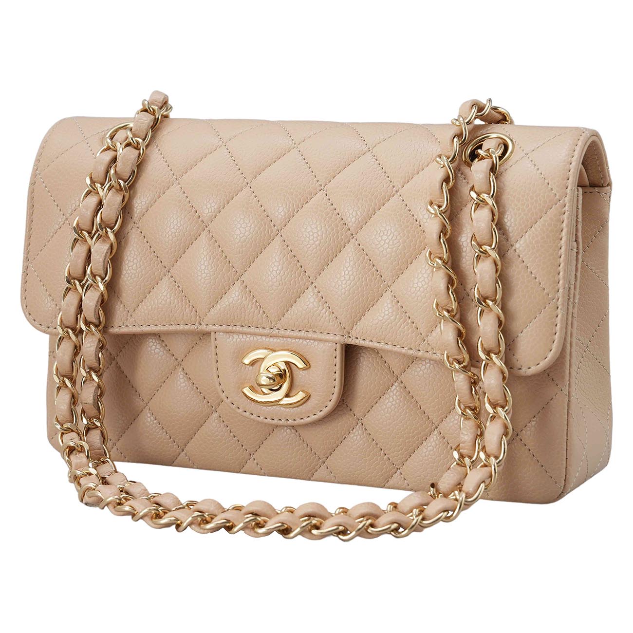 CHANEL(USED)샤넬 클래식 캐비어 스몰 플랩백 베이지