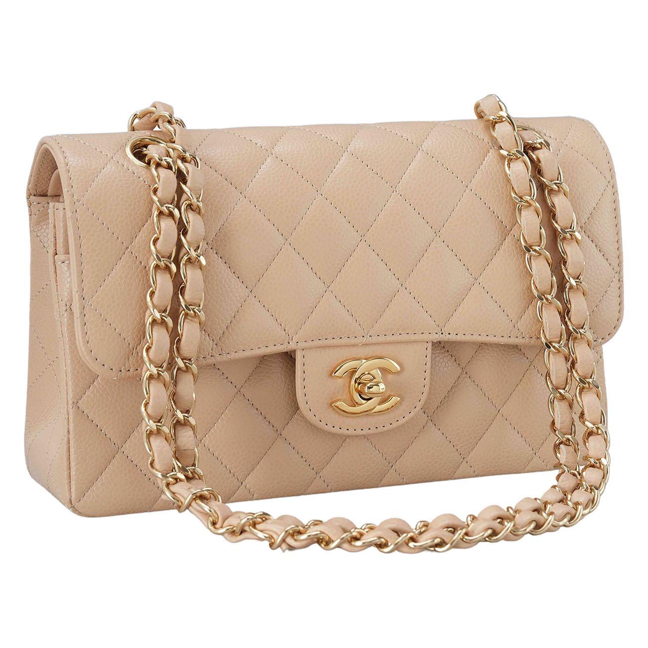 CHANEL(USED)샤넬 클래식 캐비어 스몰 플랩백 베이지