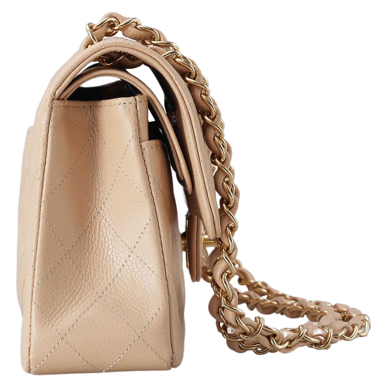 CHANEL(USED)샤넬 클래식 캐비어 스몰 플랩백 베이지