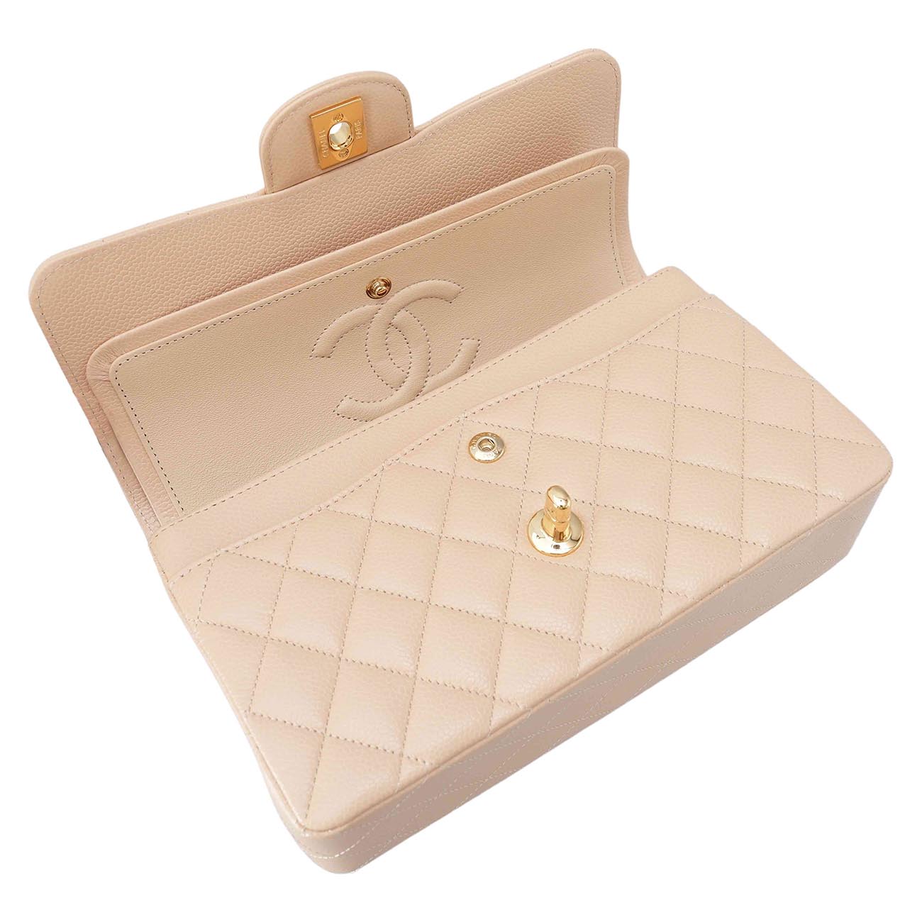 CHANEL(USED)샤넬 클래식 캐비어 스몰 플랩백 베이지