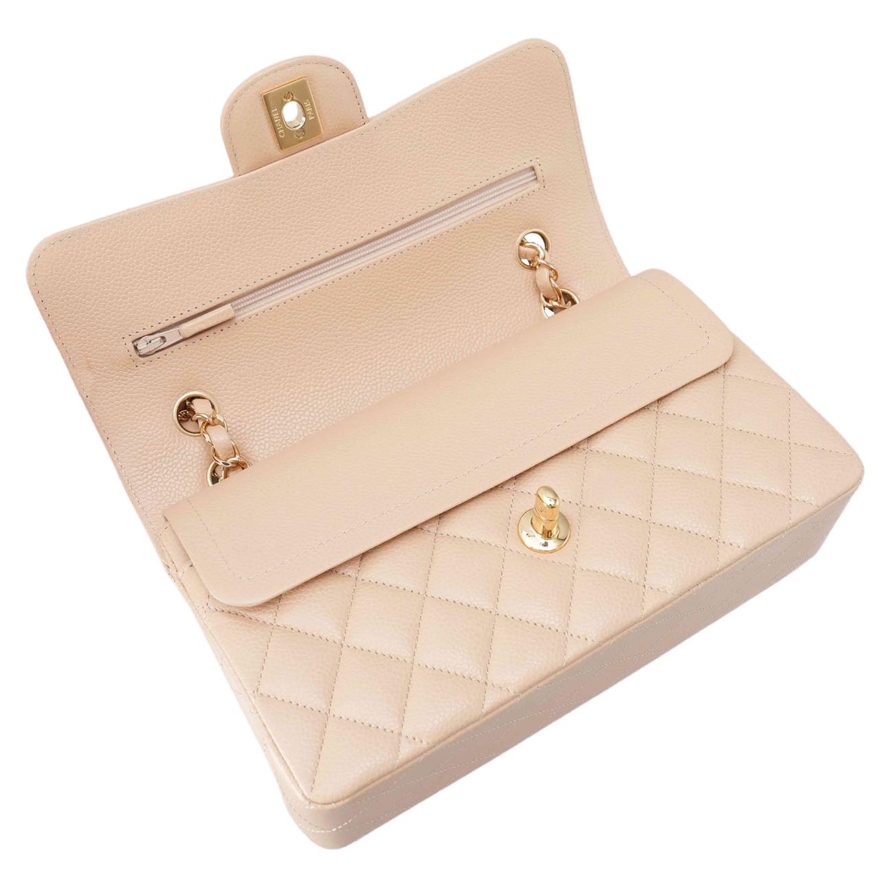 CHANEL(USED)샤넬 클래식 캐비어 스몰 플랩백 베이지