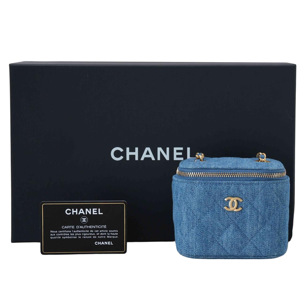 CHANEL(USED)샤넬 AP1447 정사각 데님 베니티 골든볼 체인백