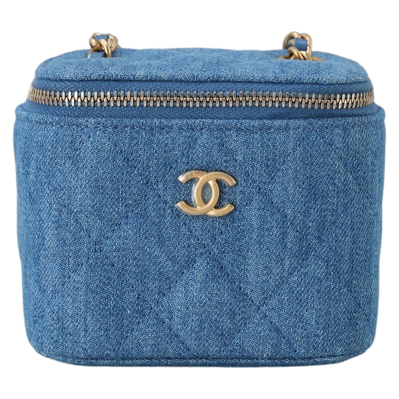 CHANEL(USED)샤넬 AP1447 정사각 데님 베니티 골든볼 체인백