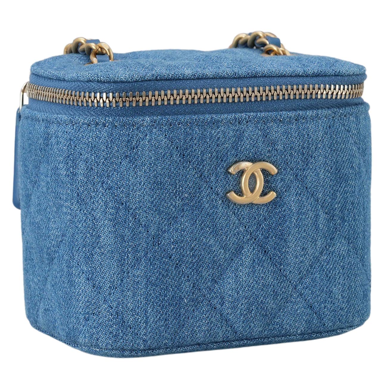 CHANEL(USED)샤넬 AP1447 정사각 데님 베니티 골든볼 체인백
