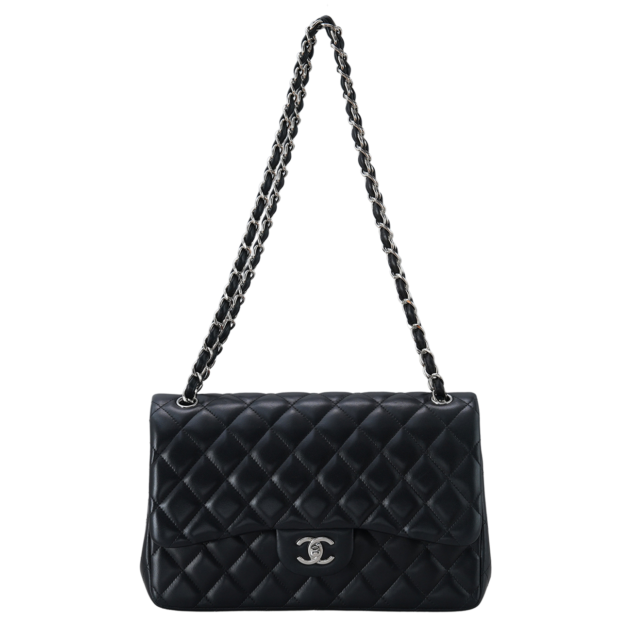 CHANEL(USED)샤넬 클래식 램스킨 라지 블랙 은장