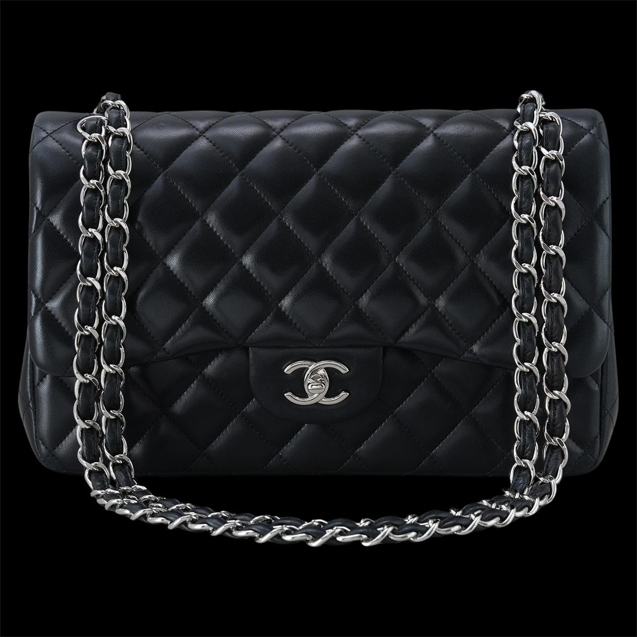 CHANEL(USED)샤넬 클래식 램스킨 라지 블랙 은장