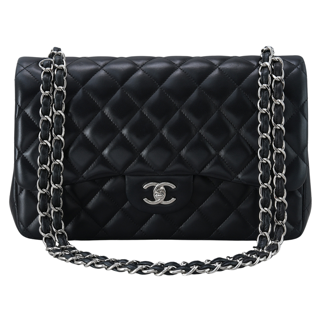 CHANEL(USED)샤넬 클래식 램스킨 라지 블랙 은장