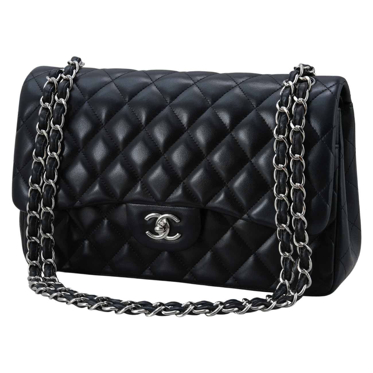 CHANEL(USED)샤넬 클래식 램스킨 라지 블랙 은장