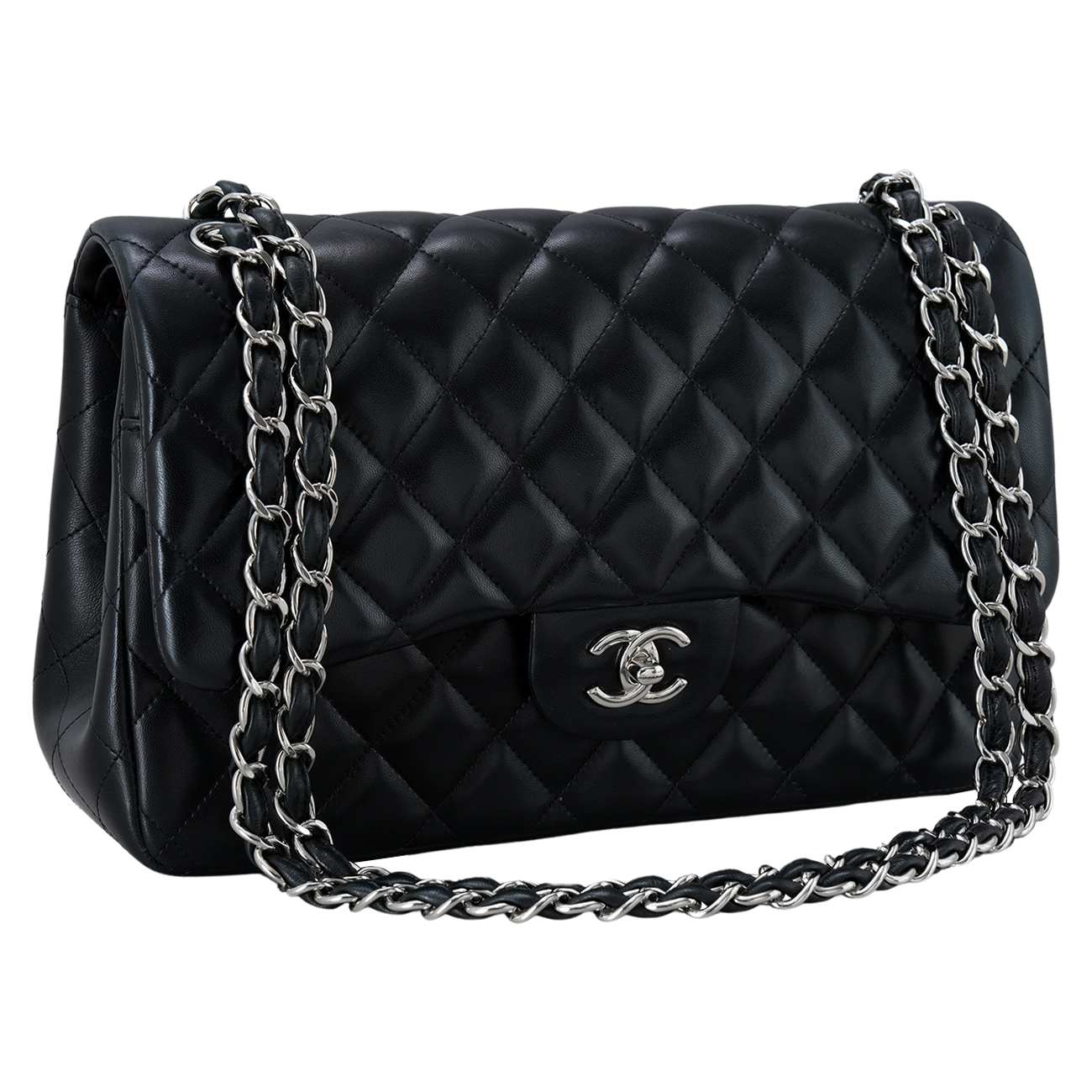CHANEL(USED)샤넬 클래식 램스킨 라지 블랙 은장