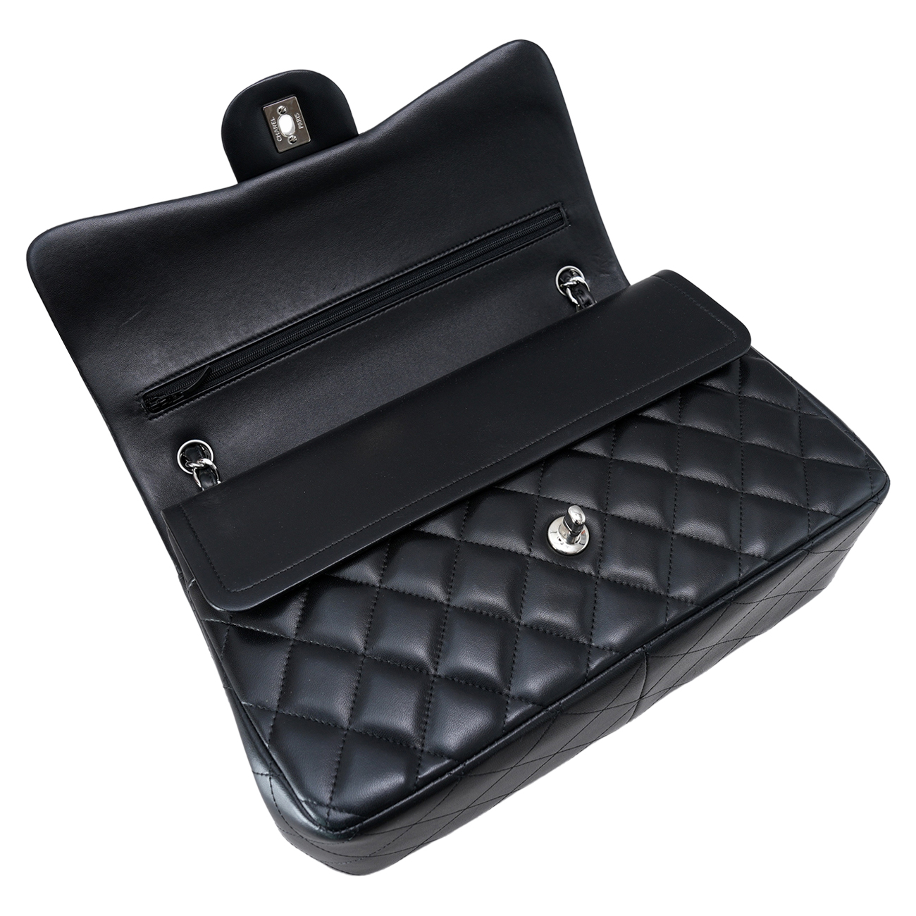 CHANEL(USED)샤넬 클래식 램스킨 라지 블랙 은장