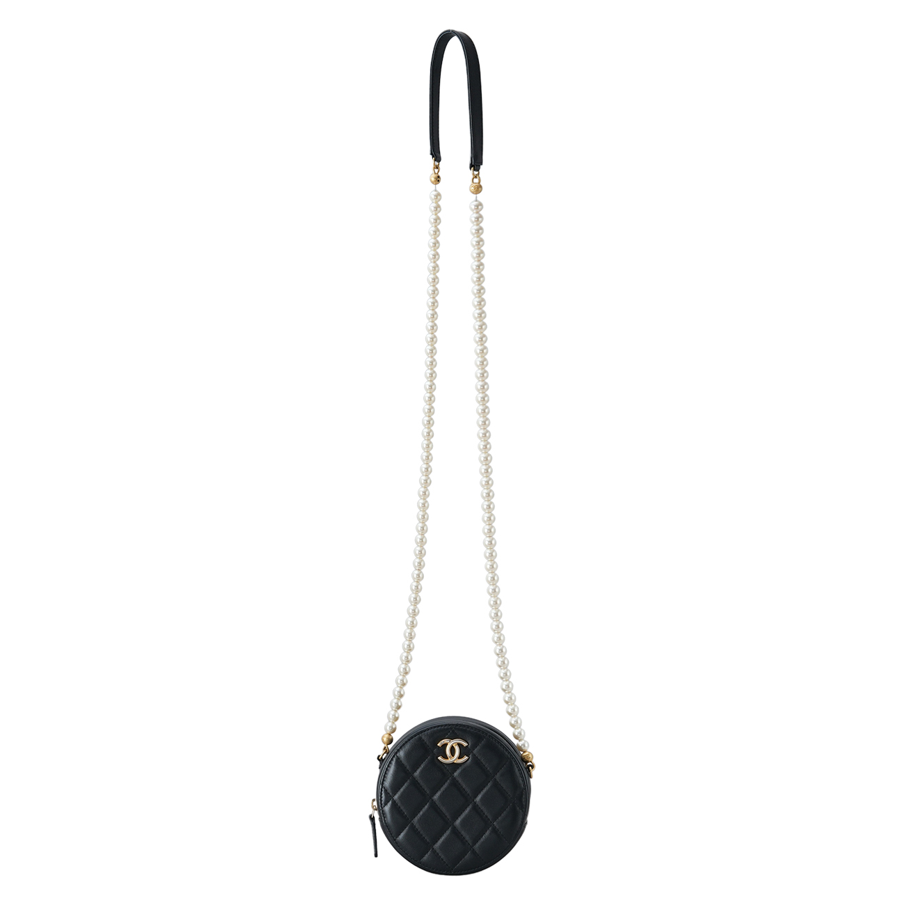 CHANEL(USED)샤넬 램스킨 진주장식 동그리백