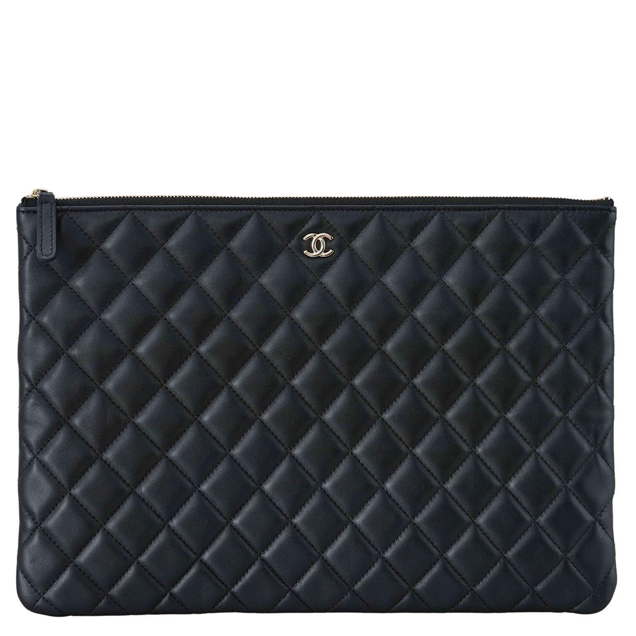 CHANEL(USED)샤넬 A82552 램스킨 클래식 라지 클러치