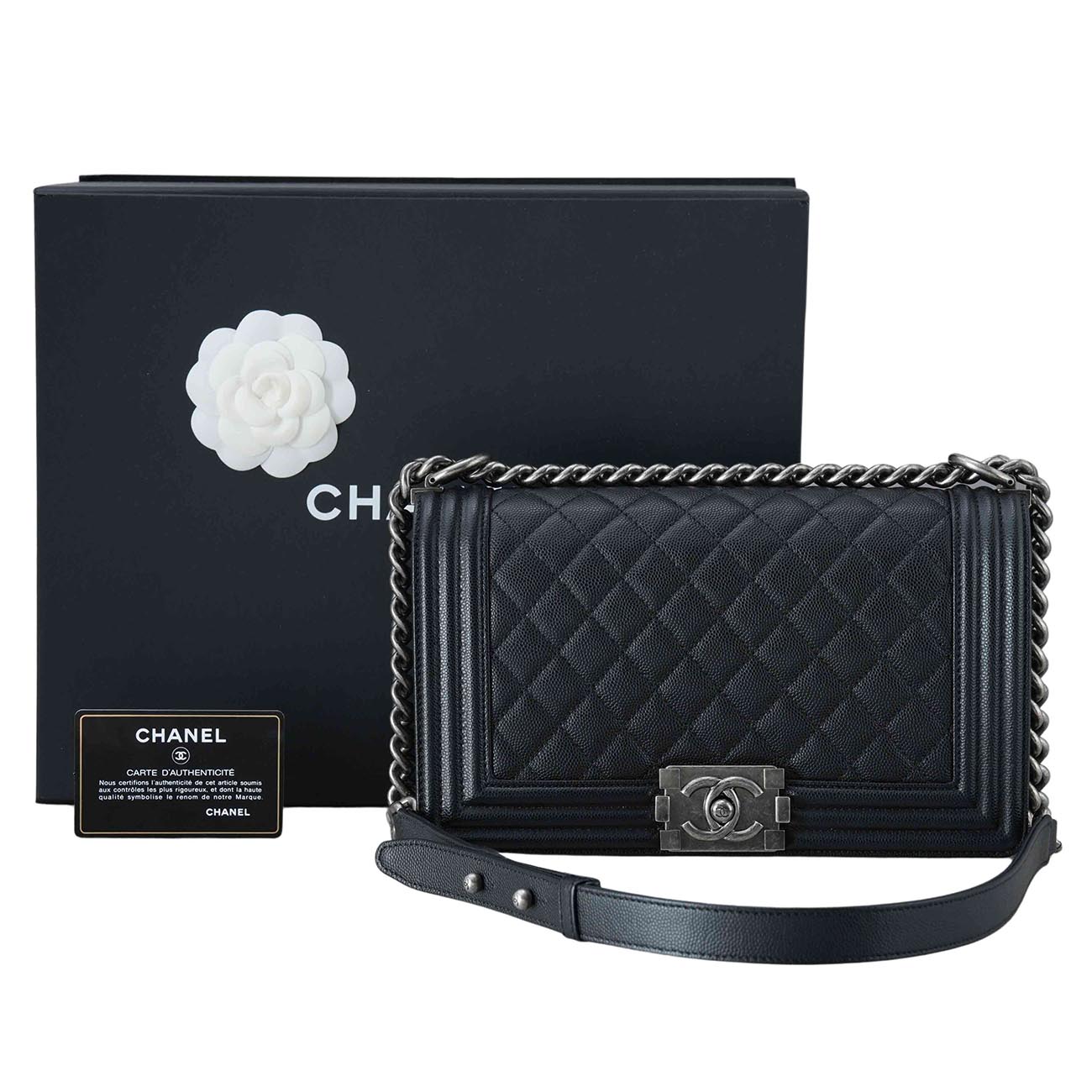 CHANEL(USED)샤넬 보이샤넬 캐비어 미듐 블랙