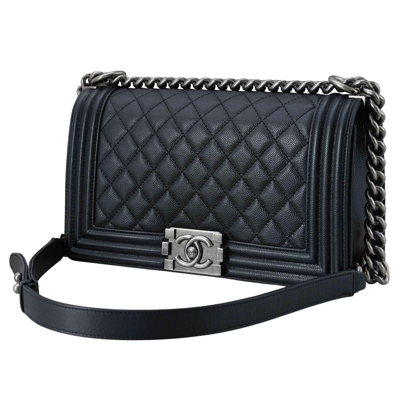 CHANEL(USED)샤넬 보이샤넬 캐비어 미듐 블랙