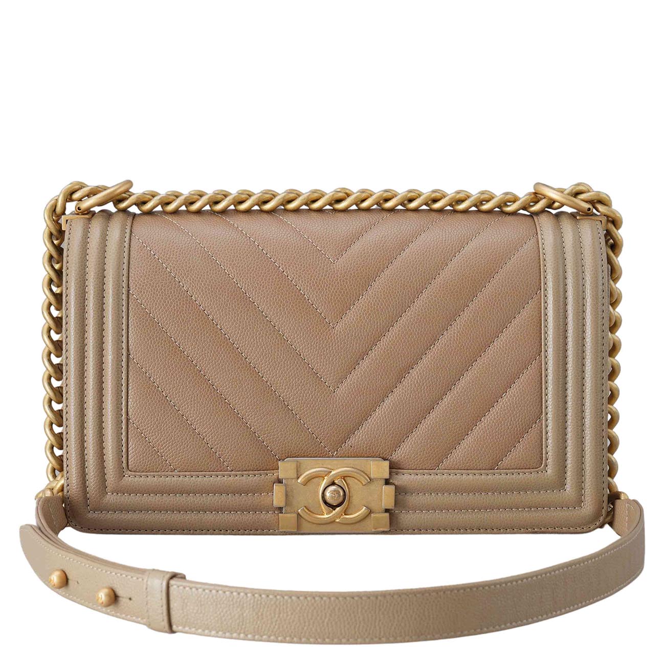 CHANEL(USED)샤넬 보이샤넬 캐비어 쉐브론 미듐