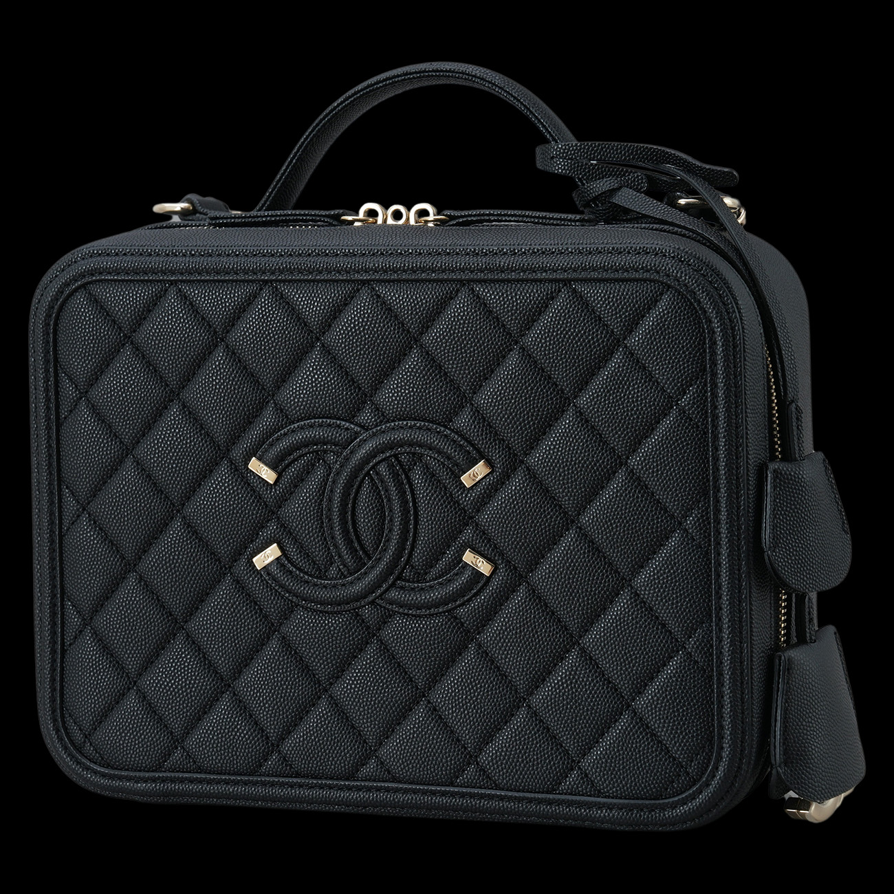 CHANEL(USED)샤넬 A93344 캐비어 코스매틱 라지 케이스