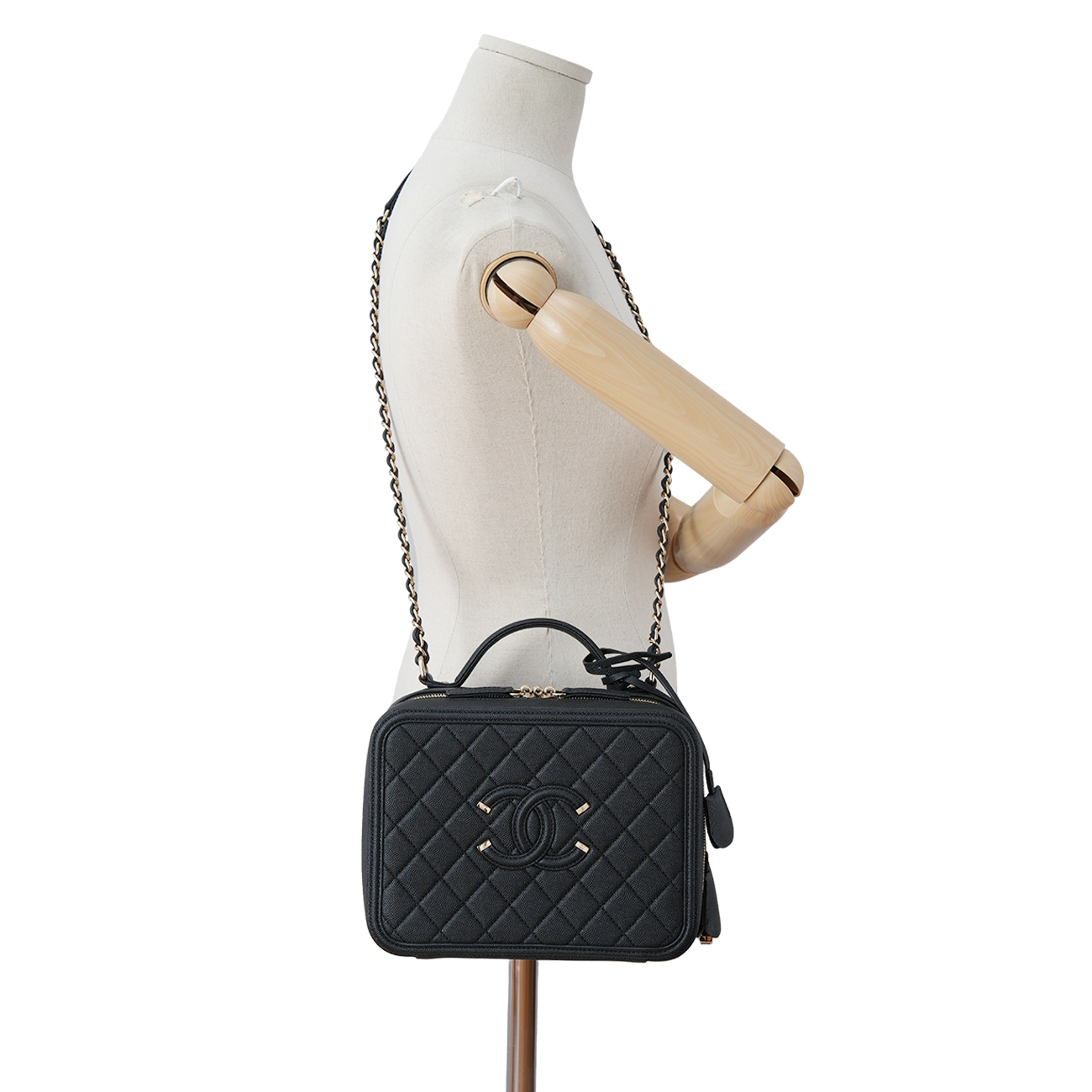 CHANEL(USED)샤넬 A93344 캐비어 코스매틱 라지 케이스