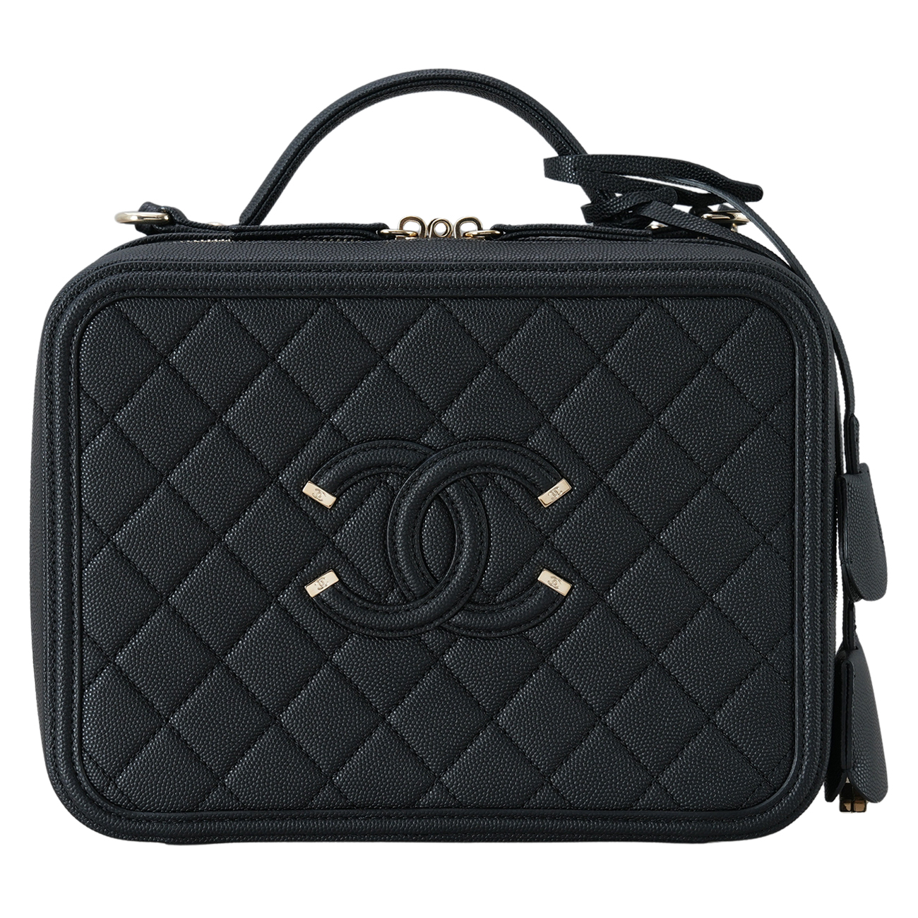 CHANEL(USED)샤넬 A93344 캐비어 코스매틱 라지 케이스