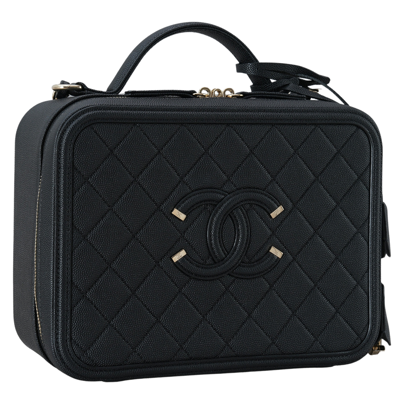 CHANEL(USED)샤넬 A93344 캐비어 코스매틱 라지 케이스