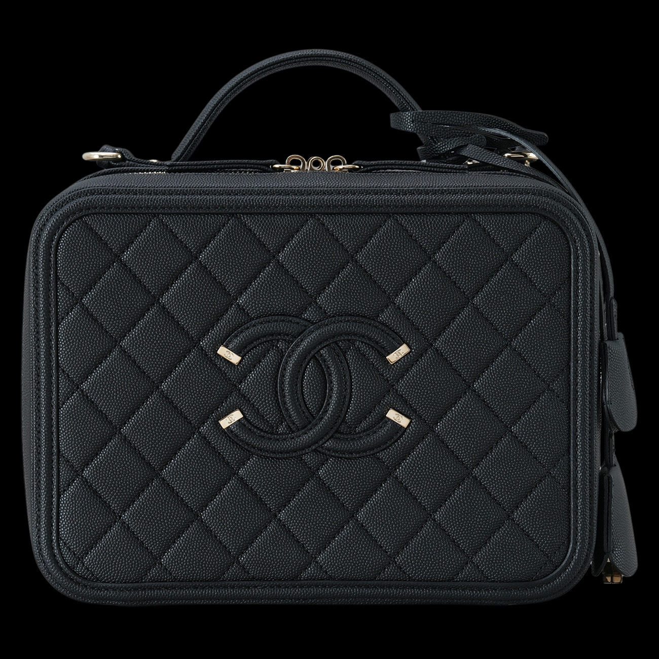 CHANEL(USED)샤넬 A93344 캐비어 코스매틱 라지 케이스