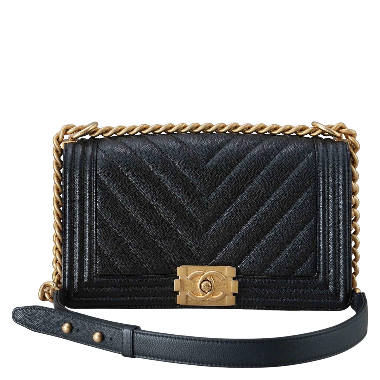 CHANEL(USED)샤넬 보이샤넬 캐비어 쉐브론 미듐