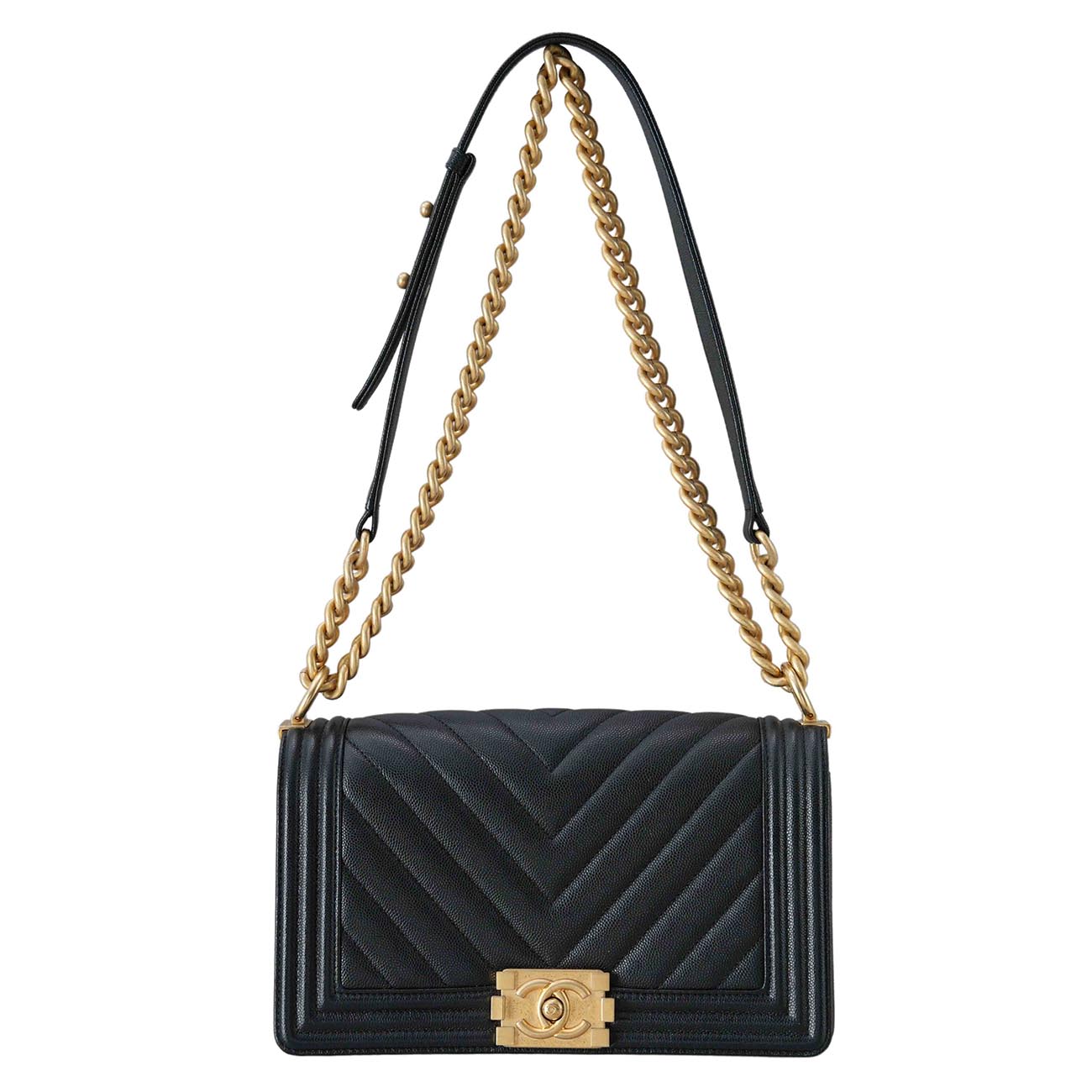 CHANEL(USED)샤넬 보이샤넬 캐비어 쉐브론 미듐