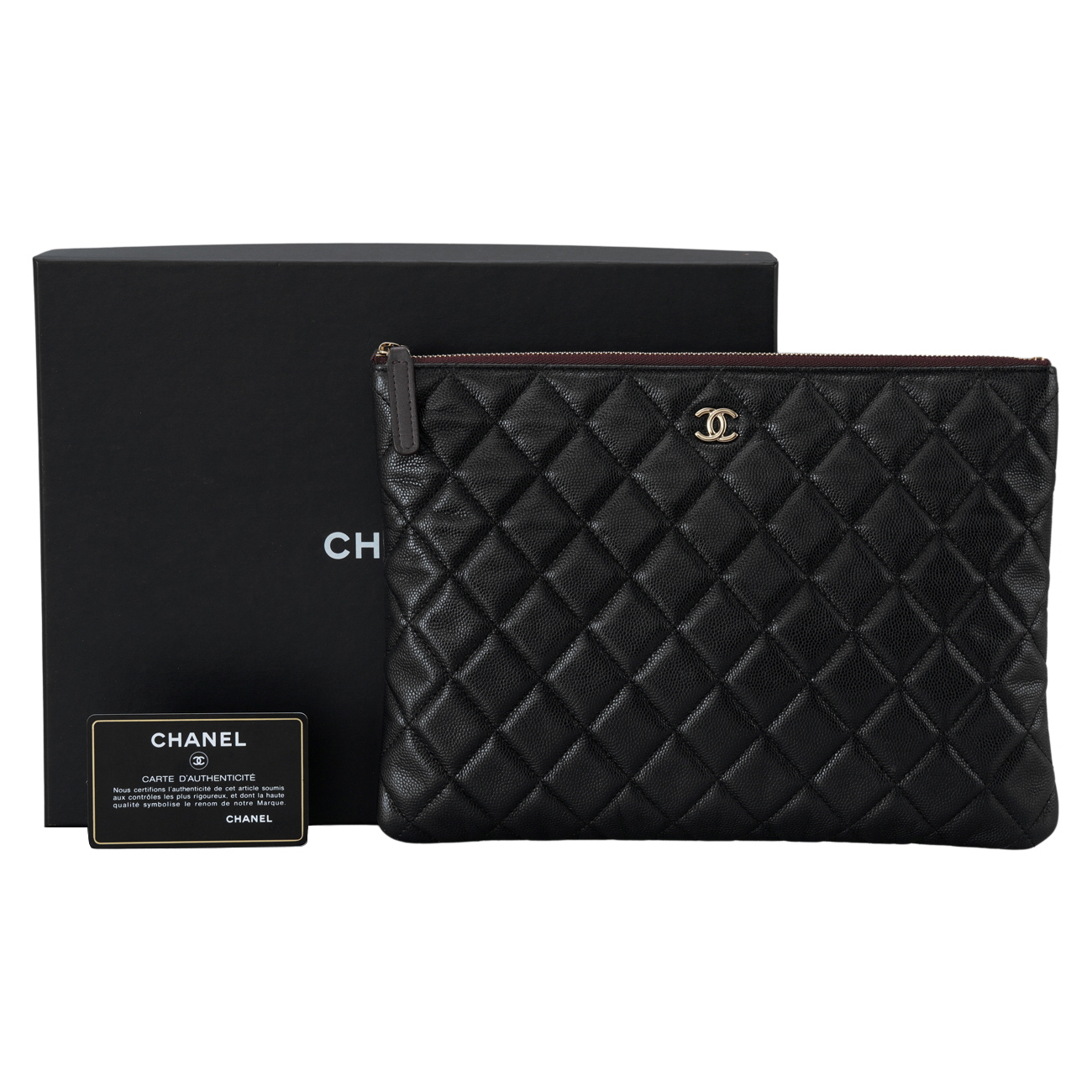 CHANEL(USED)샤넬 클래식 캐비어 클러치 미듐